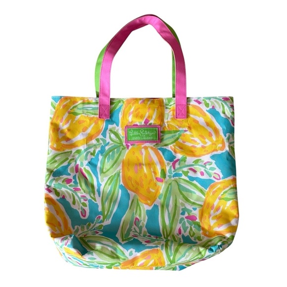 Lilly Pulitzer Estee Lauder TOTE BAG Multicolor BEACH HANDBAG (New/NWOT) LEMON - Picture 1 of 5